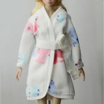 

Genuine for barbie nightwear Doll Bathrobe Bathroom Suits Winter Pajama Wear Sleeping Outfit For Barbie Doll Accessorie