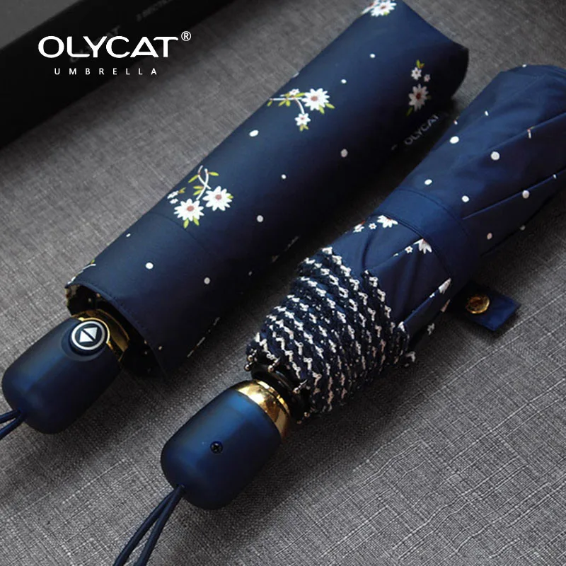 Для женщин Зонты автоматические солнцезащитный крем Anti UV цветы бренд зонтик дождь Для женщин Olycat зонтик женский складной зонтик Ветрозащитный
