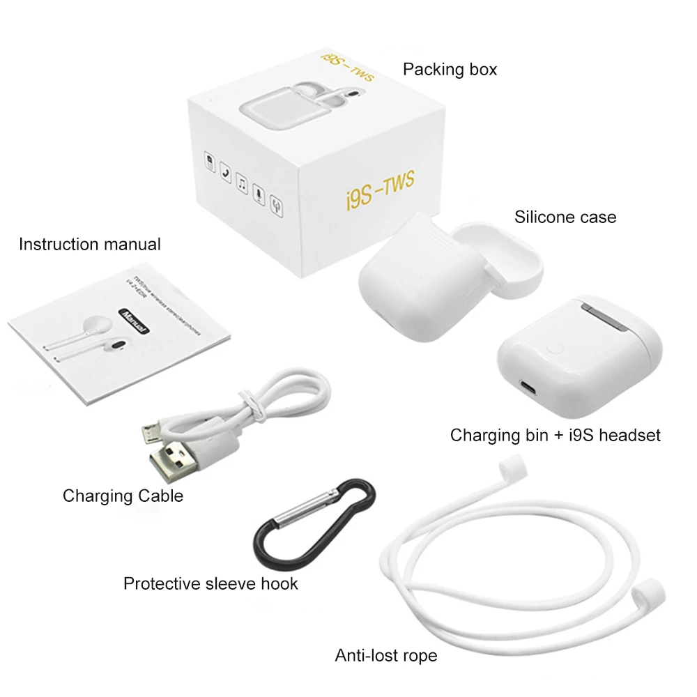 I9S TWS Мини Bluetooth 5,0 наушники беспроводные наушники для Android Iphone невидимая гарнитура стерео Спорт-вкладыши с микрофоном - Цвет: I9S TWS Headset