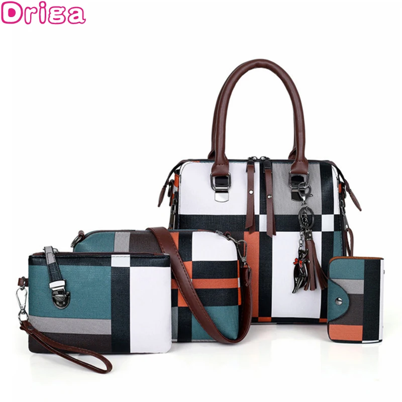

Driga Luxury Handbags Women Bags Set Pu Leather Designer Striped Messenger Sack Bags Totes with Purse Casual Shoulder Bag sac