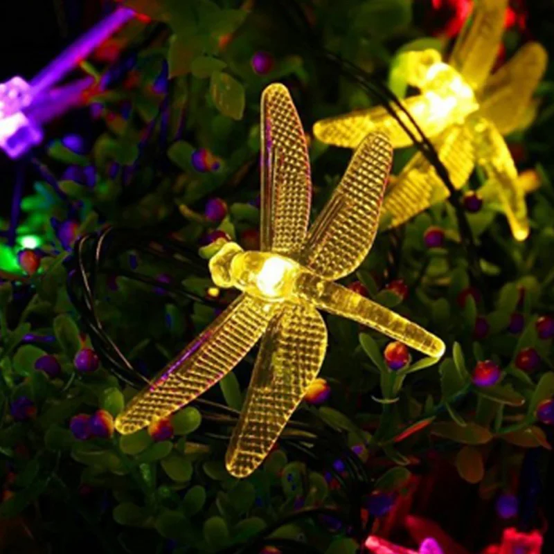 Solar Christmas Lights 20 LED Solar Dragonfly Fairy String Lights for Xmas Party garden Decorations Outdoor Solar Powered Lamp  (1)