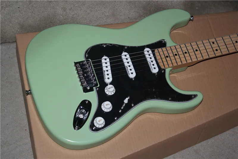 

Factory store light green ST black pickguard maple fretboard 6 string Electric Guitar Guitarra