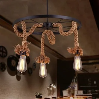 

Nordic Loft Style Creative Iron Rope Edison Pendant Light Fixtures Vintage Industrial Lighting For Dining Room Hanging Lamp