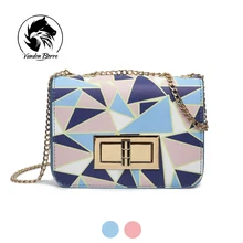 Bolsos de las mujeres famosas marcas de Cuero de LA PU Bolsas de Mensajero Cadenas Geométricas Solapa Pequeño Mini de lujo mujeres de los bolsos diseñador