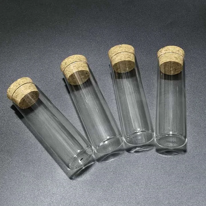 

12pcs/lot 30*100mm 50ml Flat bottom Glass Test Tube with cork stopper Diameter 30mm Length 100mm