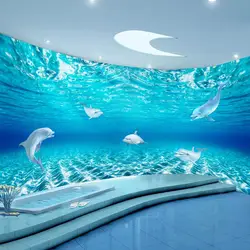 На заказ самоклеящиеся водостойкие обои для ванной комнаты 3D стерео Дельфин аквариум фон обои 3D Papel De Parede
