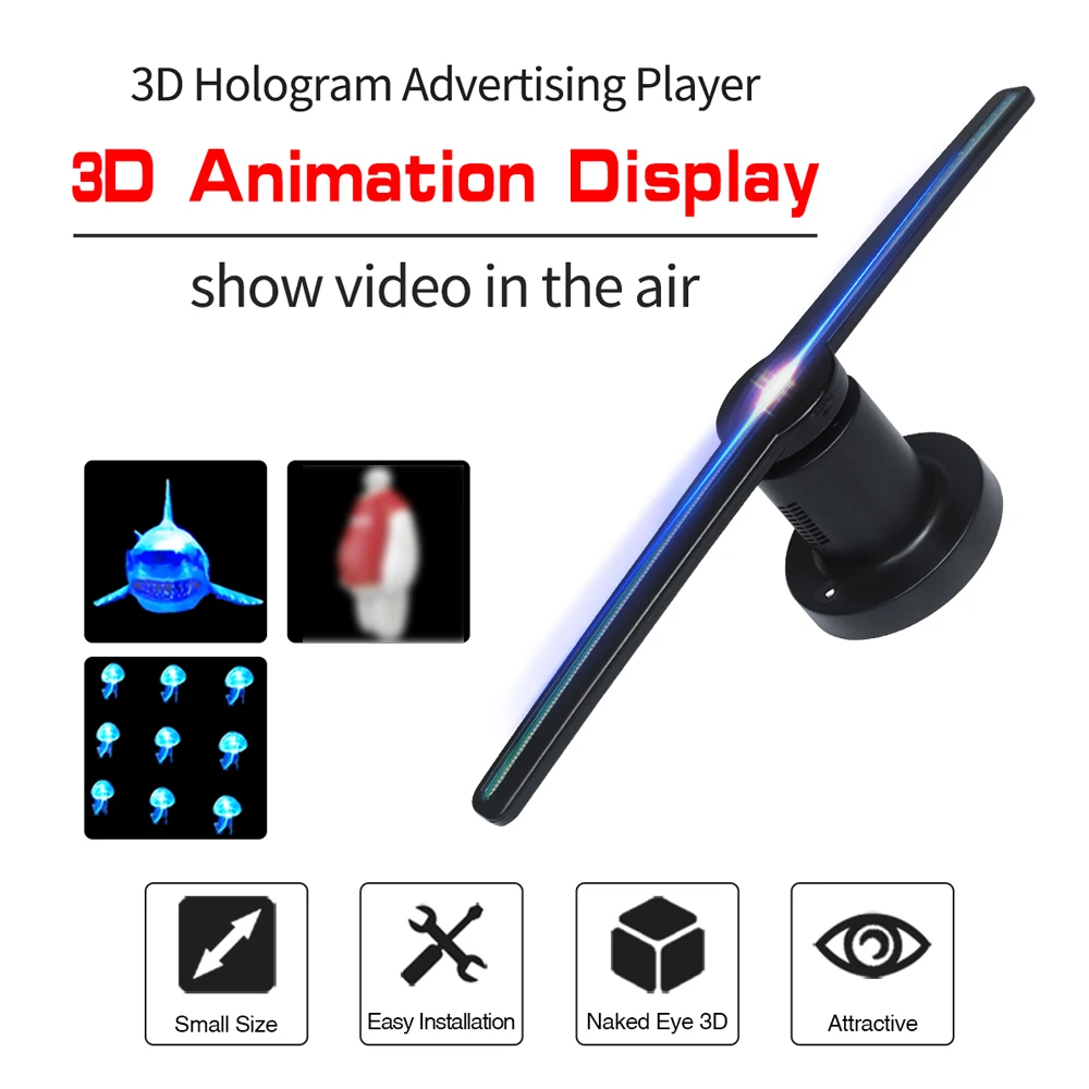 

3D Holographic Display LED Upgraded Wifi 3D Holographic Projector Hologram Player LED Display Fan Advertising Light APP Control