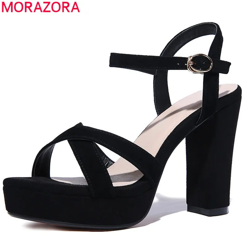 

MORAZORA 2020 new arrival women sandals suede leather summer shoes simple buckle sexy party wedding shoes high heels shoes woman