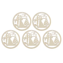 5 шт. деревянные полые пару кулон Craft елочные украшения деревянные висит елочные украшения с конопли веревки