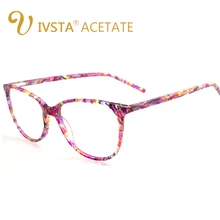 IVSTA ацетатные оправы для очков, оптическая оправа, кошачий глаз, очки для женщин, Demi, розовые, овальные очки для близорукости, прозрачные, ретро