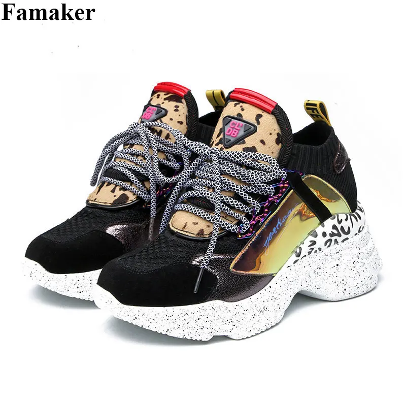 

Famaker 2019 Genuine Cow Leather Sneakers Female Lace Up Horsehair Decoration Flat Platforms Casual Shoes Ladies Sneakers