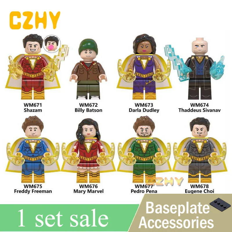 

WM6058 Building Blocks Shazam Figures Billy Batson Darla Freddy Mary Marvel Perdro Eugene DC Heroes Children Toys Gifts