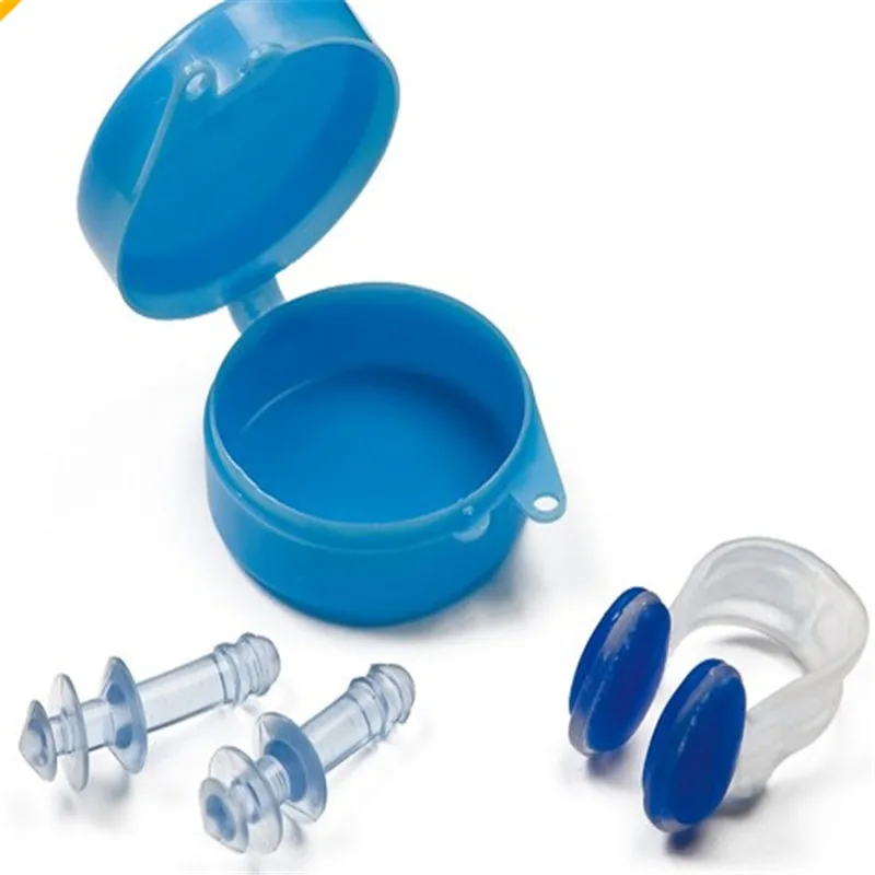 

New Arrival Swimming Nose Clips + 2 Ear Plugs Earplugs Gear with a case box Set Pool Accessories Water Sports