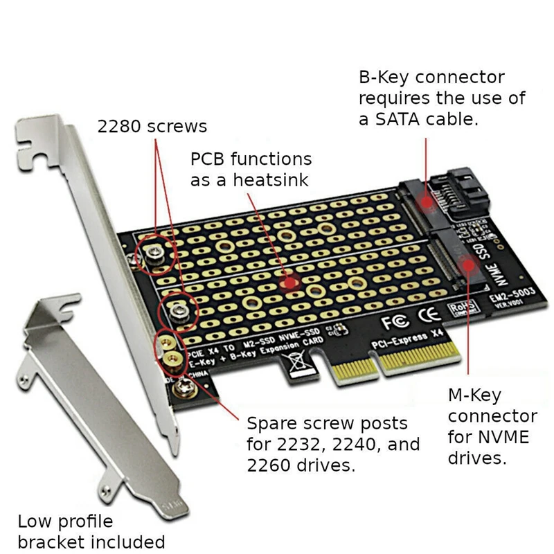 Pcie для M2/M.2 адаптер M.2 Ngff для рабочего стола Pcie X4 X8 X16 Nvme Sata Dual Ssd Pci Express адаптер карты