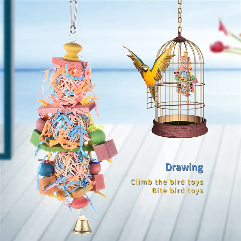 557 27 De Réductionperroquet Oiseaux Mâcher Jouet Escalade Jouets Mordants Perroquets Canne Fil Dessin Jouets Dans Oiseau Jouets De Maison