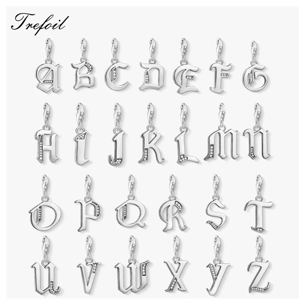 

Lucky Letters Alphabet Charms Pendant,Jewelry 925 Sterling Silver Gift For Women Men Fit Bracelet Necklace Bag 2019 New