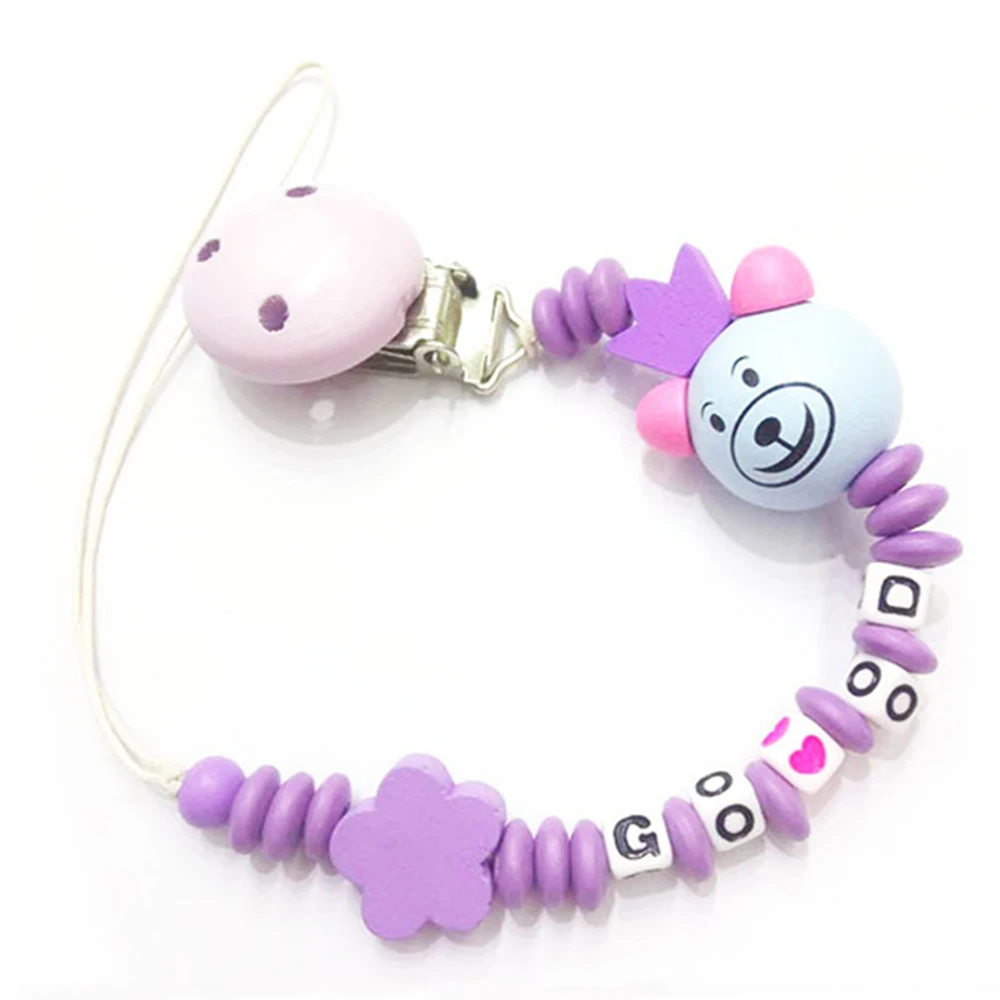 

2018 Antumn 1PC Baby Nipple Clips Lovely Wooden Letters Pacifier Chain Holder Nipple Clip Teether Dummy Strap For Baby Toy