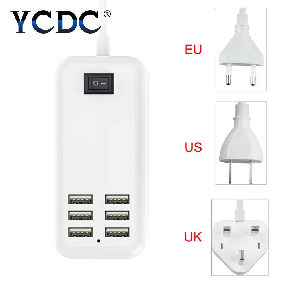 6 портов портативный usb хаб Настольный ЕС США вилка настенное зарядное устройство
