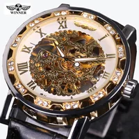 WINNER Brand Leather Mechanical Watch Mens Watches Waterproof Skeleton Business Men Clock Luxury Sport Military Male Wristwatch 1