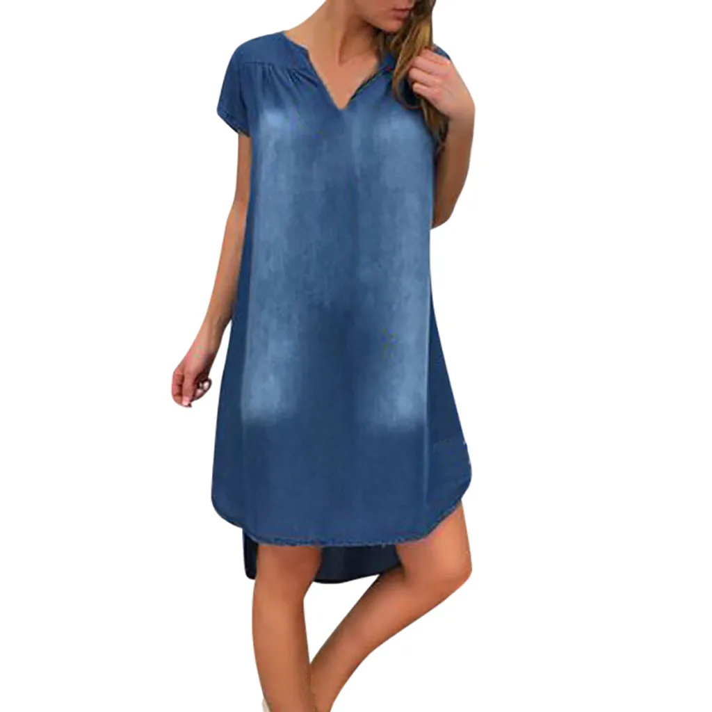 jeans dress Women Summer Casual V Neck Denim dress irregular Long Dresses Short Sleeve Swing Dress Fashion d90704
jeans dress Women Summer Casual V Neck Denim dress irregular Long Dresses Short Sleeve Swing Dress Fashion d90704