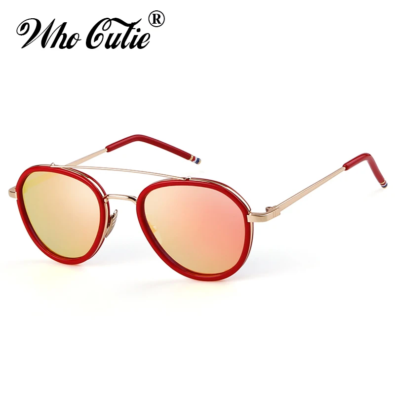 

WHO CUTIE Brand Designer Pilot Sunglasses Men Luxury High Quality 2018 Male Driving Aviation Sun Glasses Women Red Shades OM766