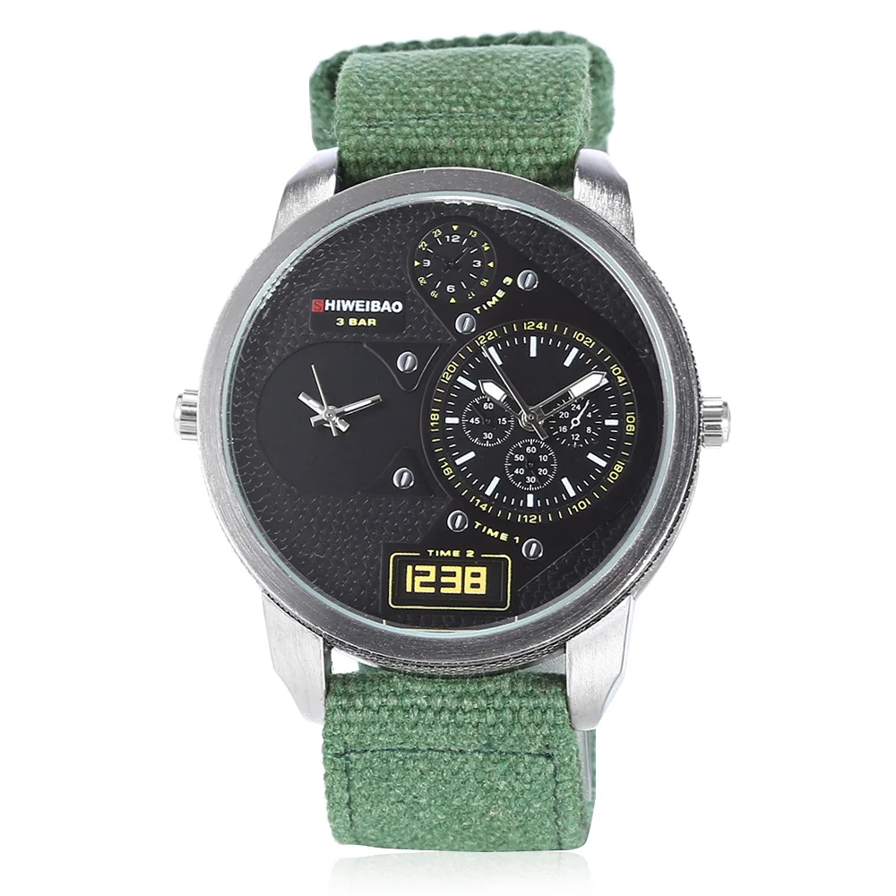 cool big case watches for men dual time zones quartz military watch sports watch drop shipping (5)