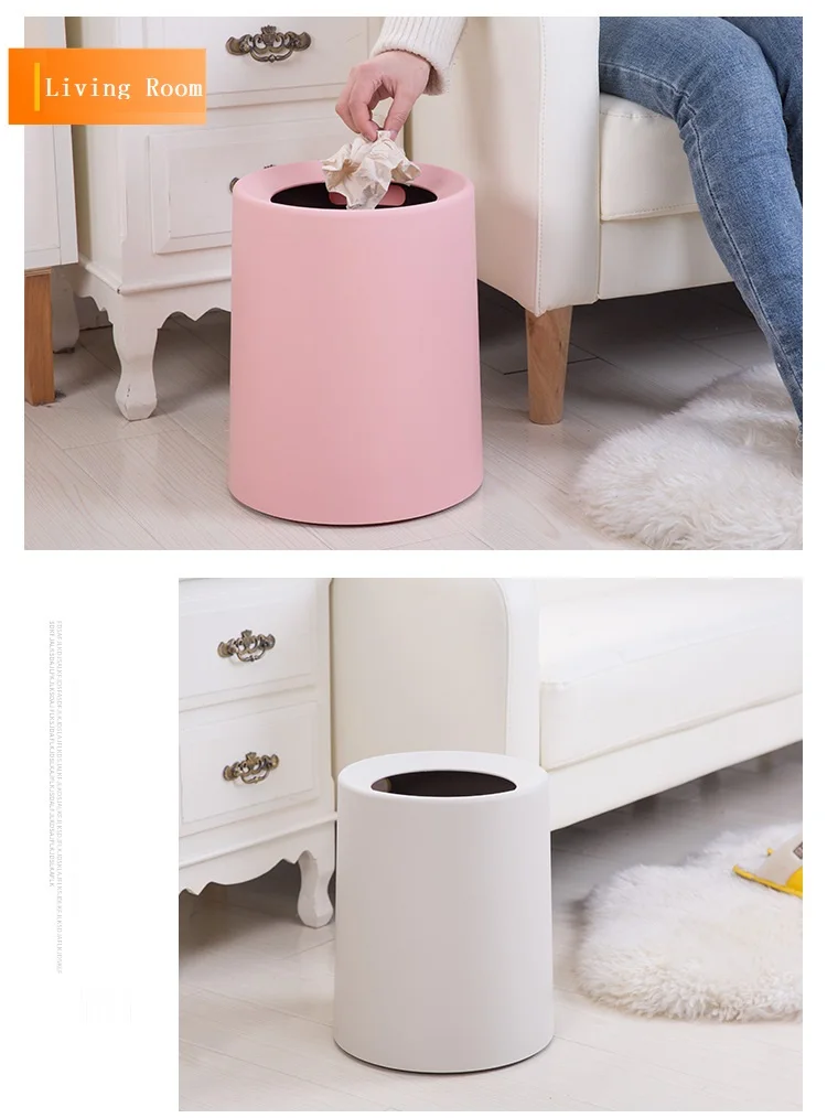 Североевропейский стиль пластиковая матовая мусорная корзина офисная гостиная кухня ванная двухслойная мусорная корзина мусорные ящики без крышки