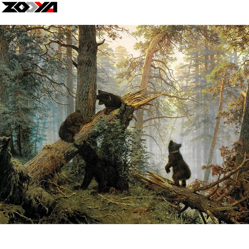 

ZOOYA 5d diy Diamond embroidery bears in a pine forest diamond painting Cross Stitch full drill Rhinestone mosaic decoration