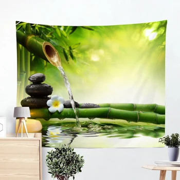 

Psychedelic Tapestries Watercolor Green Forest Tree Hole Landscape Wall Hanging Couches Love Home Decoration Bedspreads Custom