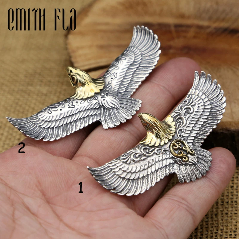 

Emith Fla Genuine 925 Sterling Silver Vintage Punk Thai Silver Animal Indian Eagle Pendant For Women Men Necklace Jewelry Retro