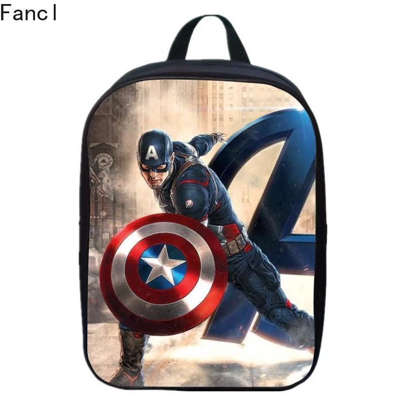 

12-inch Mochila Kids Bags Boys Captain America Backpack Children School Bags Avengers Backpack Hulk Iron Man Print Free shipping