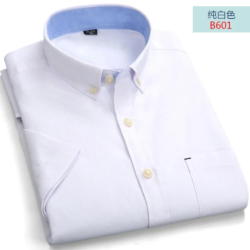 2019 летние однотонные мужские оксфорды мужская деловая рубашка брендовая одежда короткий рукав Повседневная мужская хлопковая рубашка