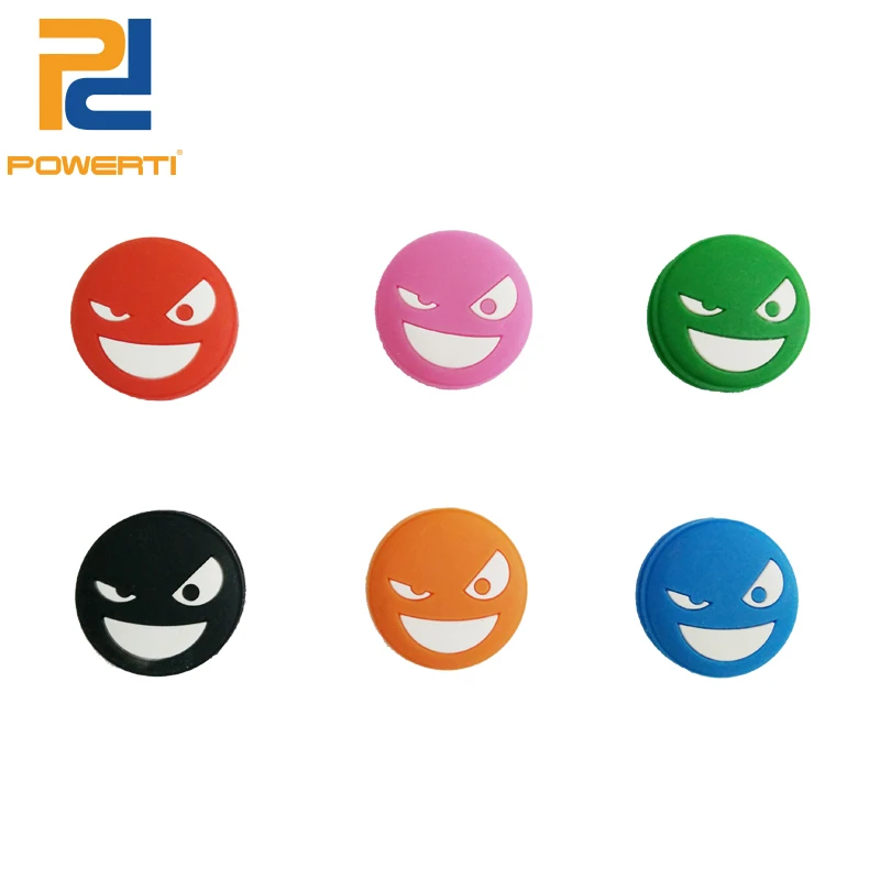 

POWERTI 10 pcs/pack Tennis Dampener Smile Cute Expression Cool Silicone Tennis Racket Vibration Dampener