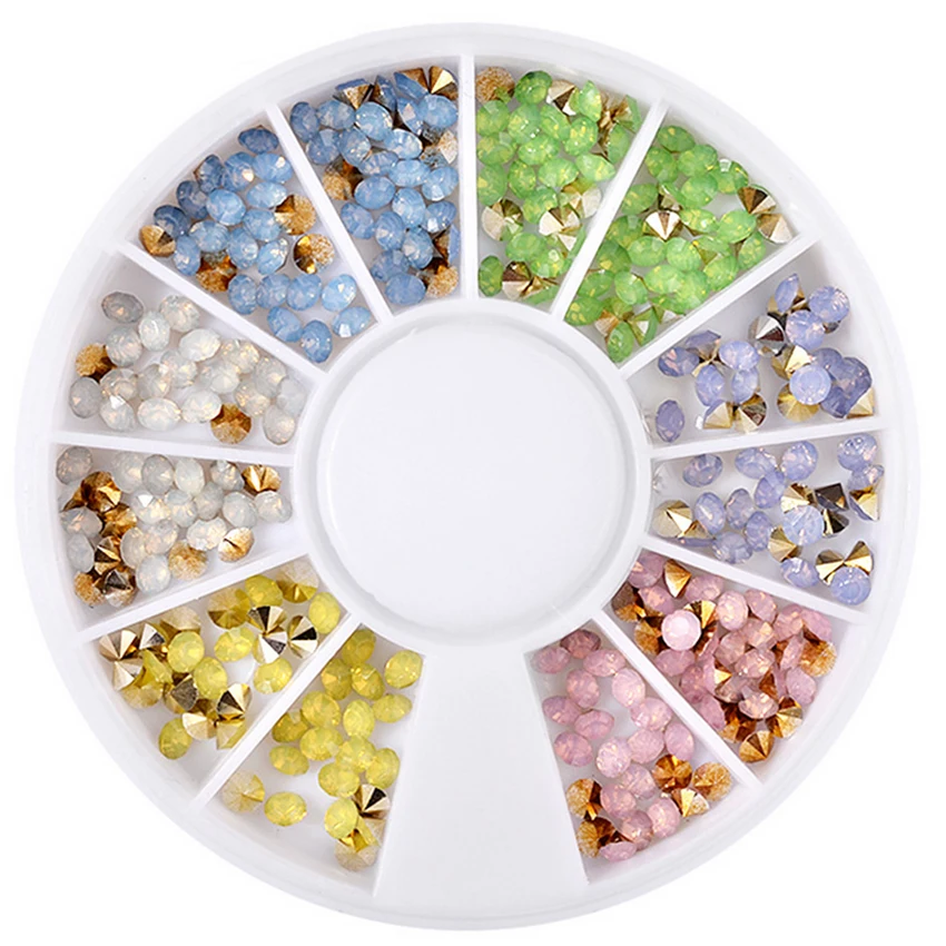 1 Box Egg Color Rhinestones Albumen 3D Sharp Bottom UV Gel Decoration DIY Flatback Manicure Nail Art Jewelry | Красота и здоровье