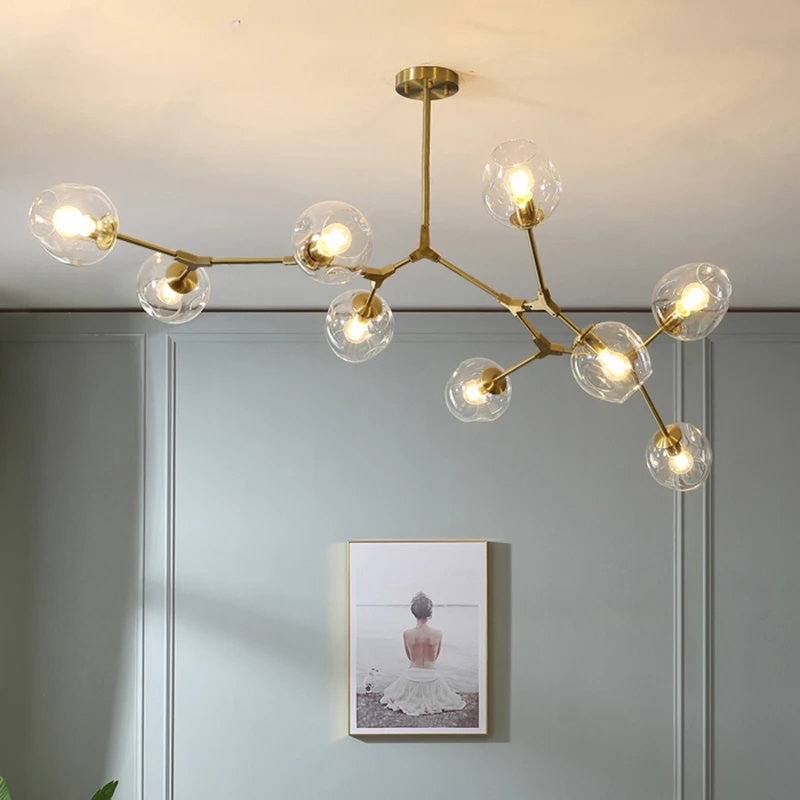 Billige Nordic Moderne Kronleuchter Decke Kronleuchter Beleuchtung Glas lampe für Wohnzimmer Schlafzimmer Leuchten Industrielle Led Lampe
