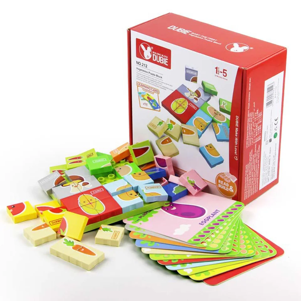 

Cube Only Wooden Toys Puzzles Early Intellectual Education Vegetables And Fruits Baby Brai Development Thinking
