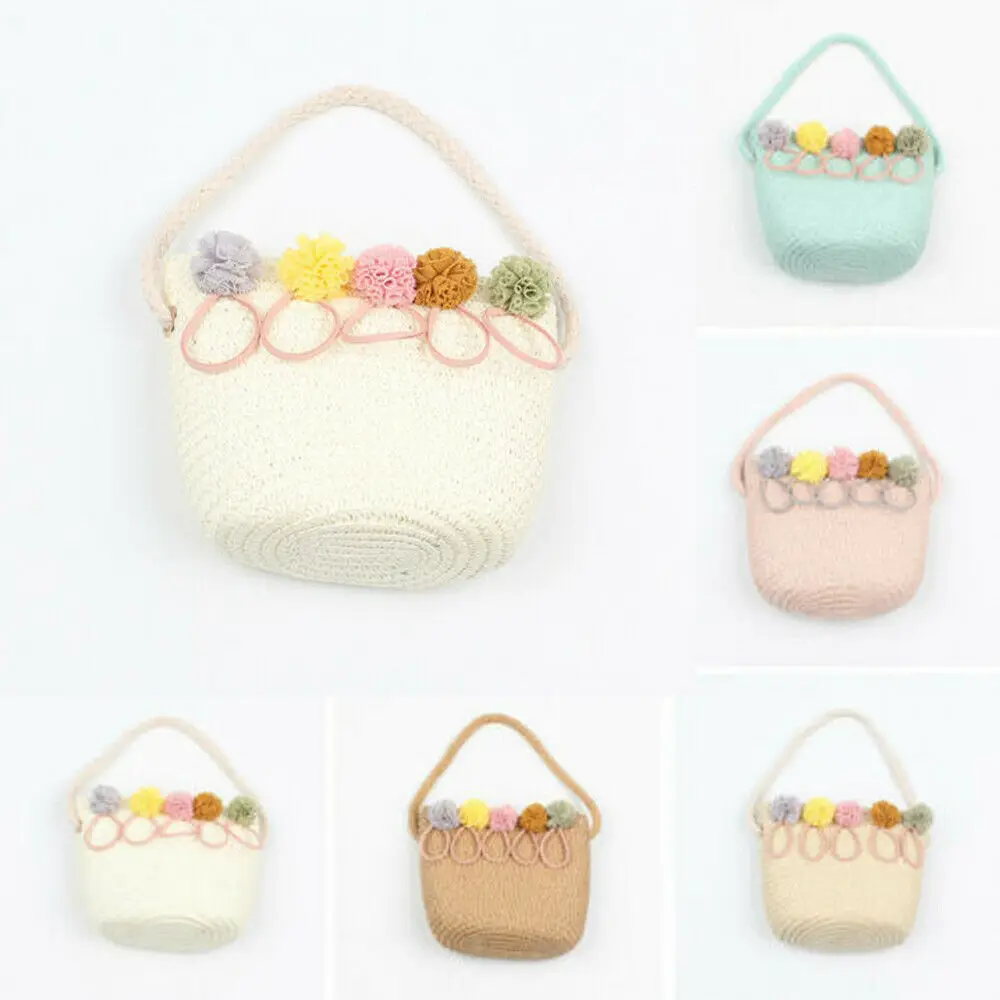 Baby Girls Bohemian Straw Woven Bag Rattan Wicker Handbag Shoulder Holiday Tote Shopping Beach Crossbody Plush Backpack | Игрушки и