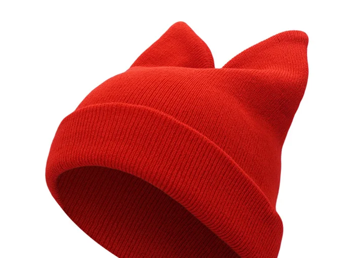 Новые зимние шапки для женщин шапочка с кошачими ушами женская зимняя шапка вязаный берет Femme Милая теплая женская шляпа с кошачьими ушками
