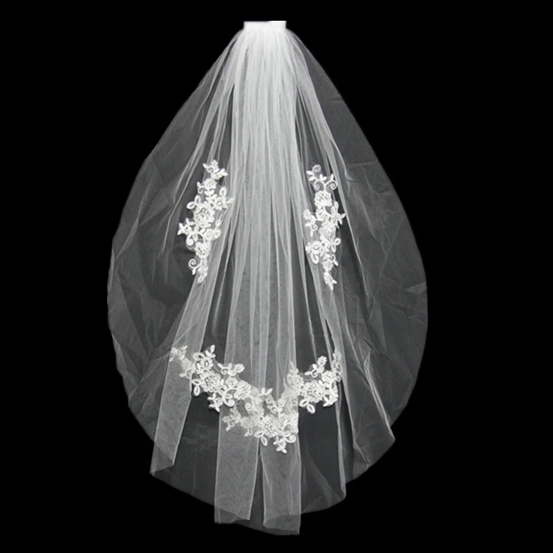 

LORIE Tulle Wedding Veils Short With Cut Edge White/ivory Lace Bridal Veil with Comb