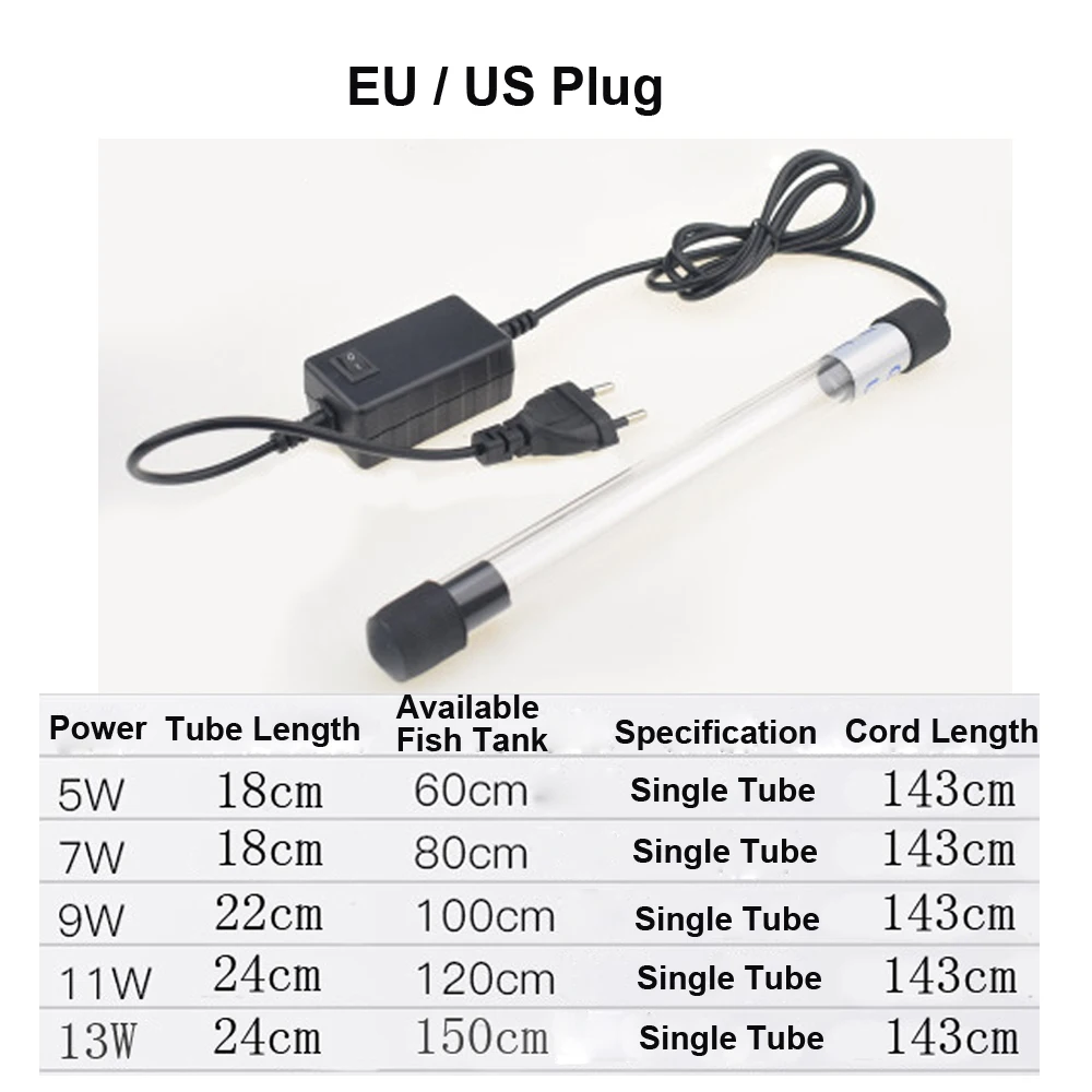 13 Вт ультрафиолетовая лампа для аквариума Стерилизатор УФ лампа аквариума освещение аквариума бактерицид УФ Дезинфекция очистка воды очиститель