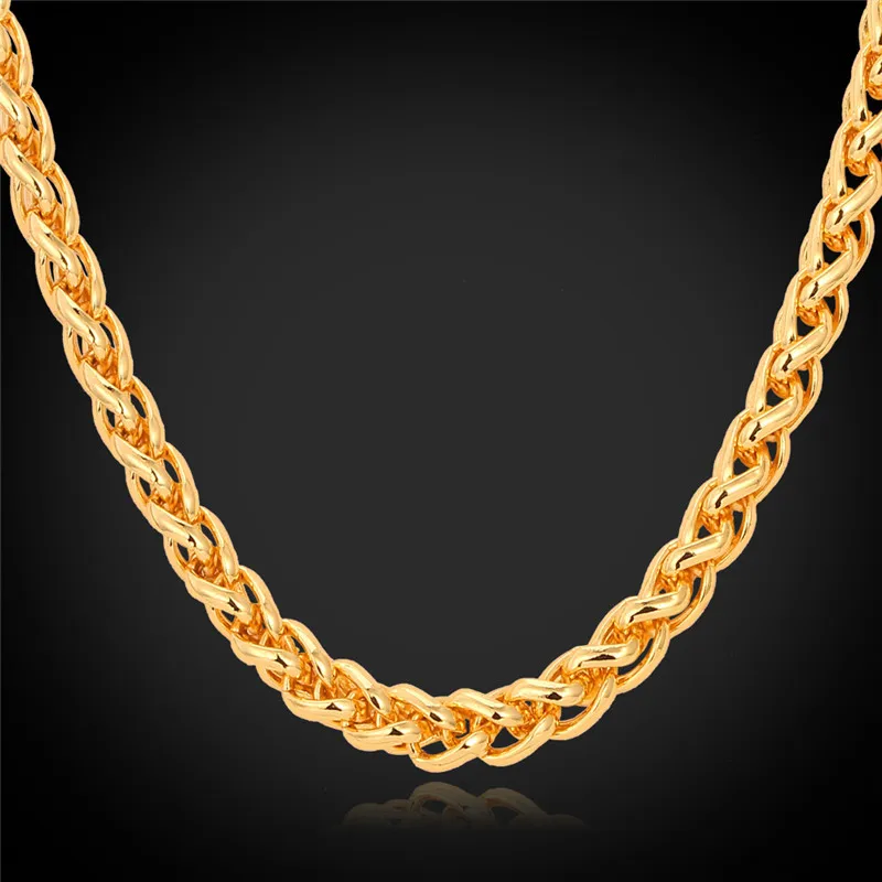 Singapore Gold Chain For Men Necklace 18K Stamp Trendy 6MM 55CM 22