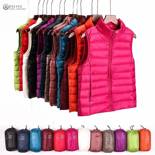 2018 Sleeveless Women Down Jackets Winter Ultralight 90% White Duck Down Vest Coat Slim Parkas Windproof Warm Waistcoat OK389