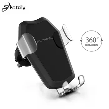 Wireless Charger Car with 10W Fast Charge Gravity Sensor Bracket Auto-Close Car Fast Charger Bracket for IPhone XR XS Samsung S9
