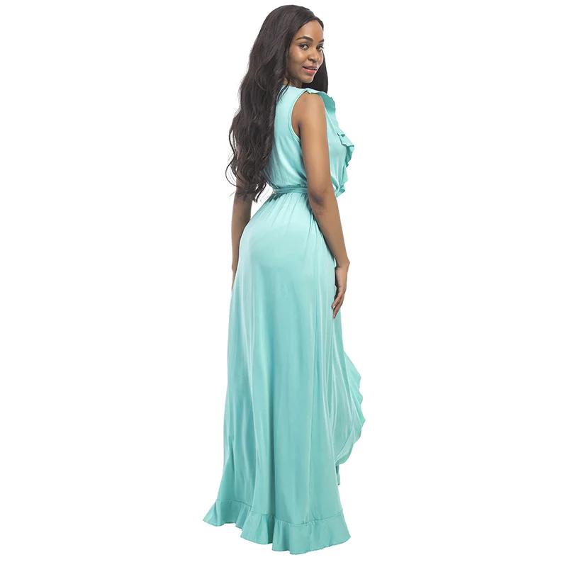 ShejoinSheenjoy Sexy Deep V-Neck Ruffles Women Long Dress Waist Drawstring Split Sleeveless Summer Dress Plus Size Maxi Dresses (3)