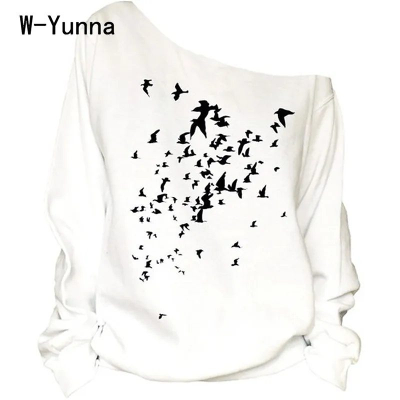 

Hot Sales Women Hoodies Casual Off Shoulder Loose Causal Sweatshirt Pullover White Coat Female Long Sleeves Thick Outwear Tops