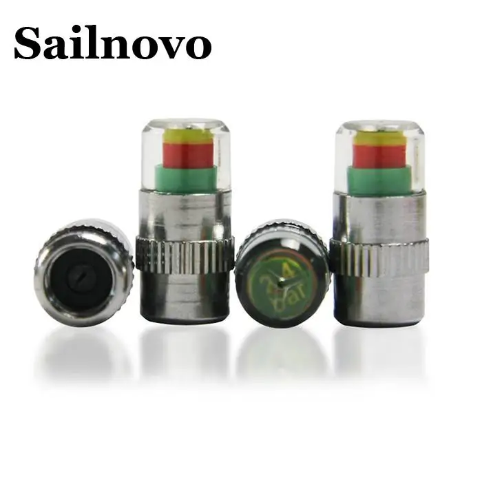 WOOKRAYS 4pcs Car Air Alert Tire Chromed Metal Valve Cap Auto Tire