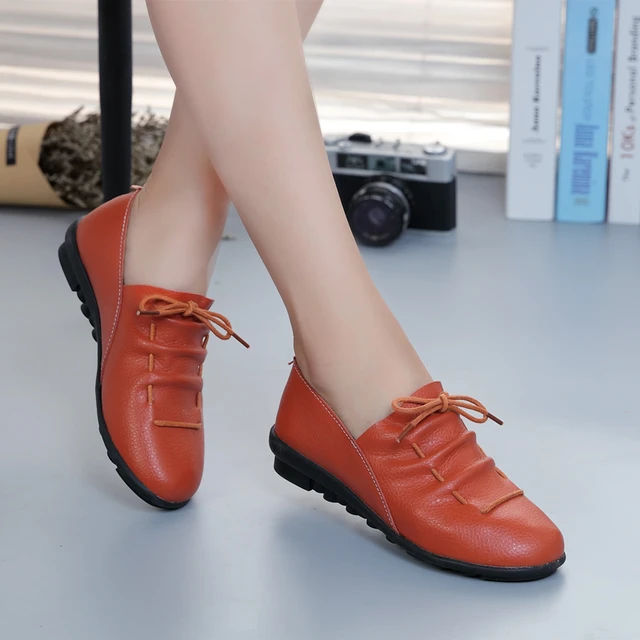 SLYXSH-zapatos planos cuero para mujer, calzado plisado con cordones, de goma, fiesta, Primavera, 2019 - AliExpress