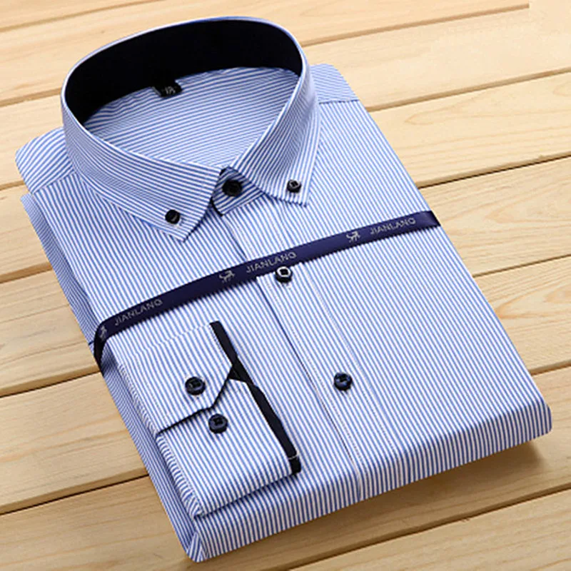 10 (1)        方领、39.99、Men's Shirt Men's Business Casual Fashion Stripe Long Sleeve Shirt Men's Business Gentleman Office Formal Shirt