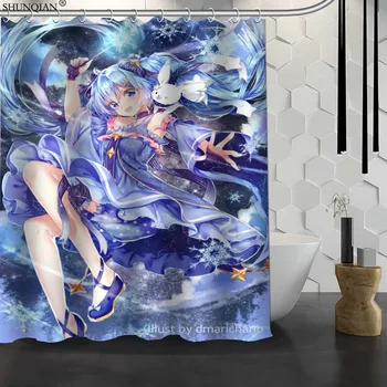 

New Snow Miku Custom Shower Curtain Waterproof Fabric Bath Curtain Polyester Fabric Bathroom Curtain 18-4.11