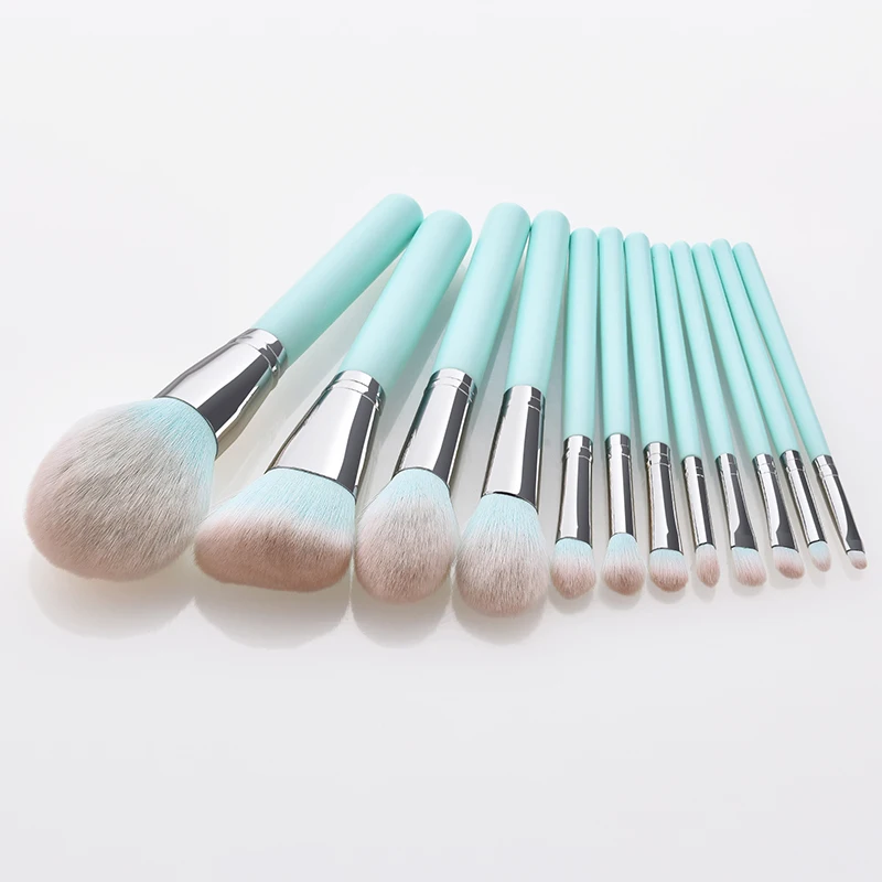 YALIAO 12pcs Blue Makeup Brushes Set Professional Beauty Make Up Brush Nylon Hair High Quality Foundation Powder Brushes Tools